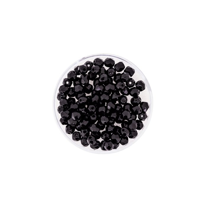Glasschliffperle schwarz satt 4 mm Lochgröße 0,8 mm 100 Stück, Bild 2 von 3