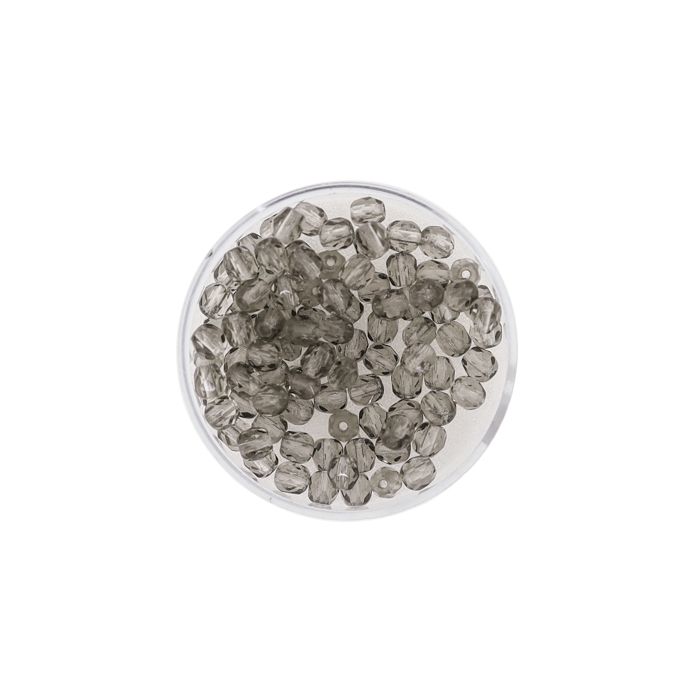 Glasschliffperle transp. rauchgrau 4 mm Lochgröße 0,8 mm 100 St 0730-04464 4016490133414  
