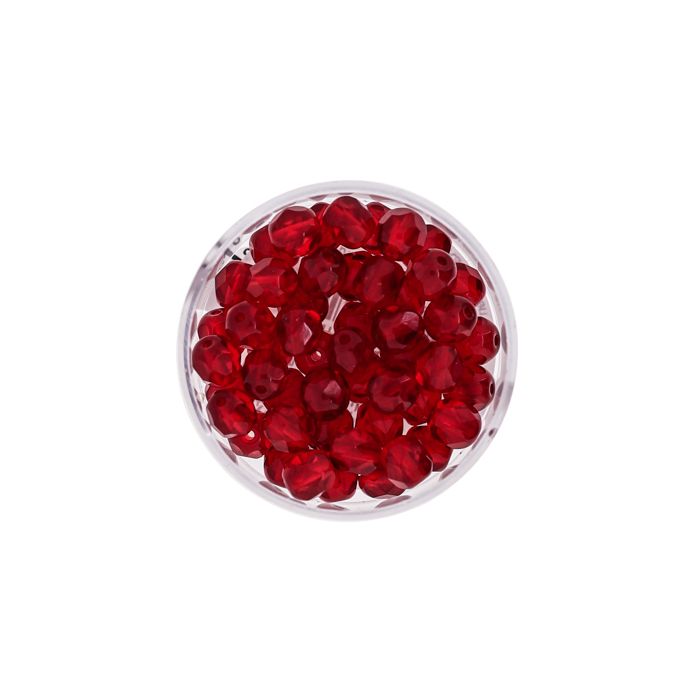 Glasschliffperle transp. rubin 6 mm Lochgröße 1 mm 0730-06244 4016490113195  