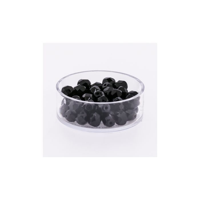 Glasschliffperle schwarz satt 6 mm Lochgröße 1 mm 50 Stück, Bild 1 von 3