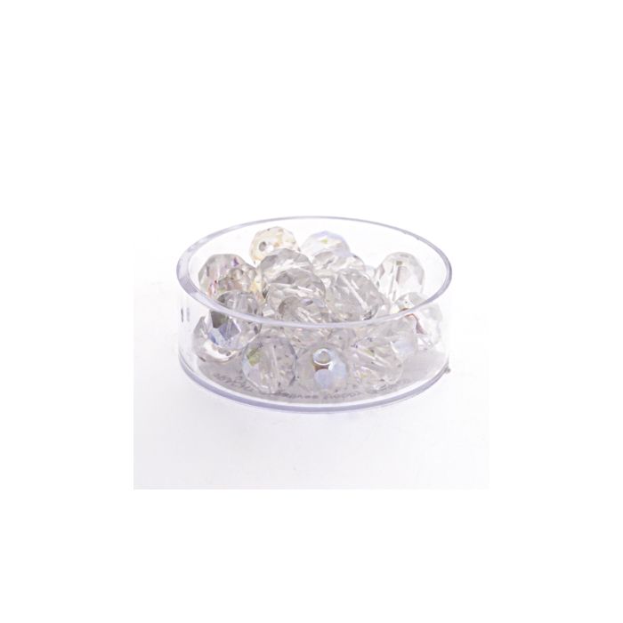 Glasschliffperle bedampft kristall AB 8 mm Lochgröße 1 mm 25 St 0730-08144 4016490134848  