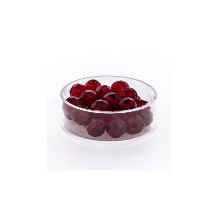 Glasschliffperle transp. rubin 8 mm Lochgröße 1 mm 25 St 0730-08244 4016490113430  