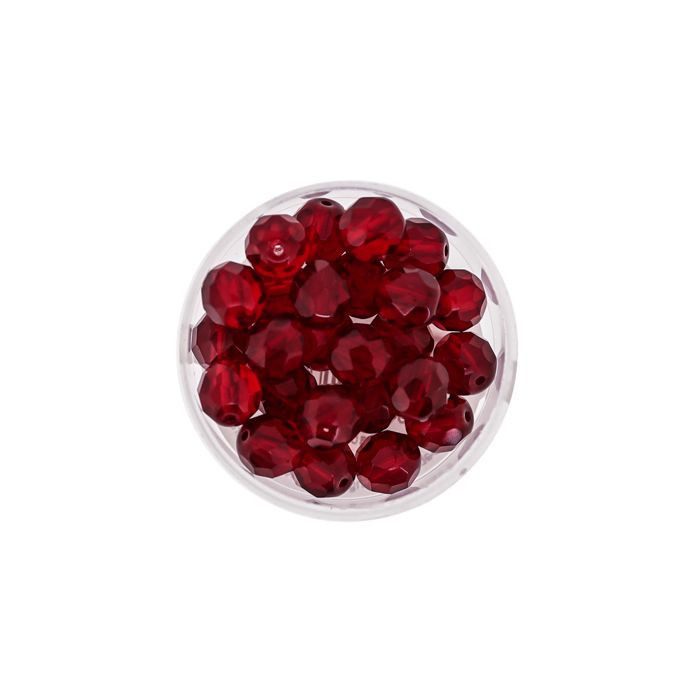 Glasschliffperle transp. rubin 8 mm Lochgröße 1 mm 25 St 0730-08244 4016490113430  