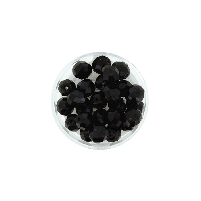Glasschliffperle satt schwarz 8 mm Lochgröße 1 mm 25 St 0730-08294 4016490113447  