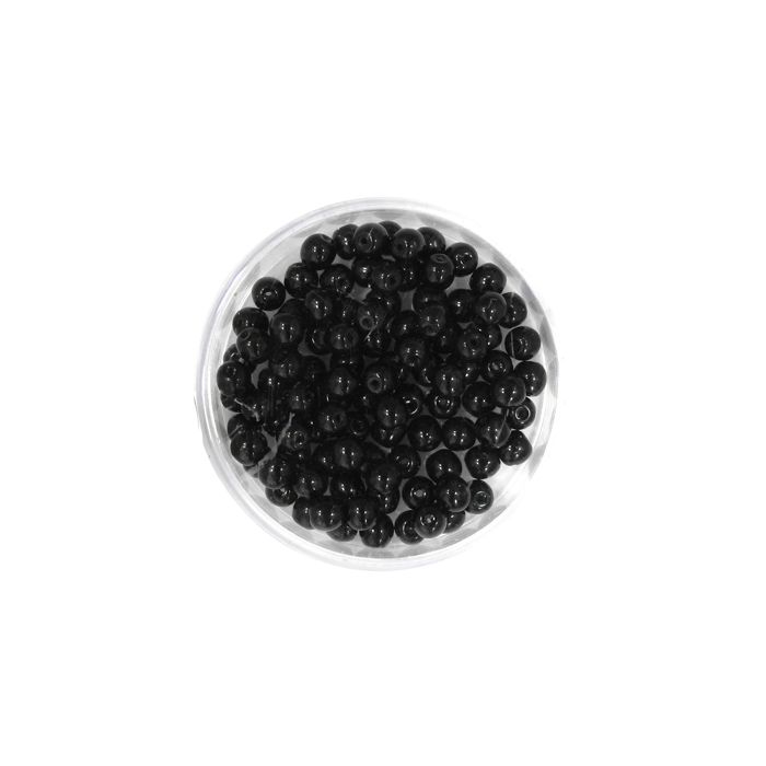 Glasperle rund schwarz satt 4 mm Lochgröße 0,8 mm 100 St 0741-04294 4016490591344  