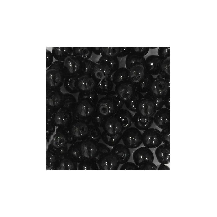 Glasperle rund schwarz satt 4 mm Lochgröße 0,8 mm 100 St 0741-04294 4016490591344  