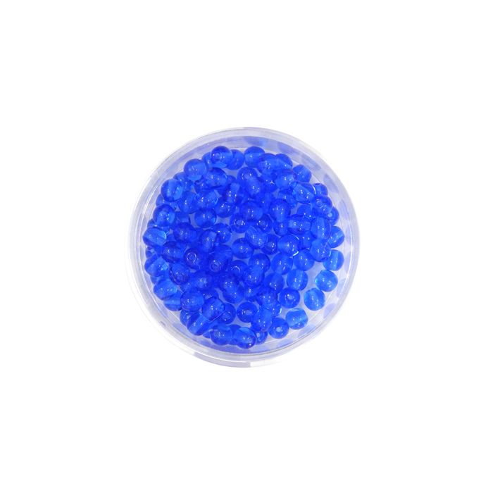 Glasperle rund transp. dunkelblau 4 mm Lochgröße 0,8 mm, Bild 1 von 2