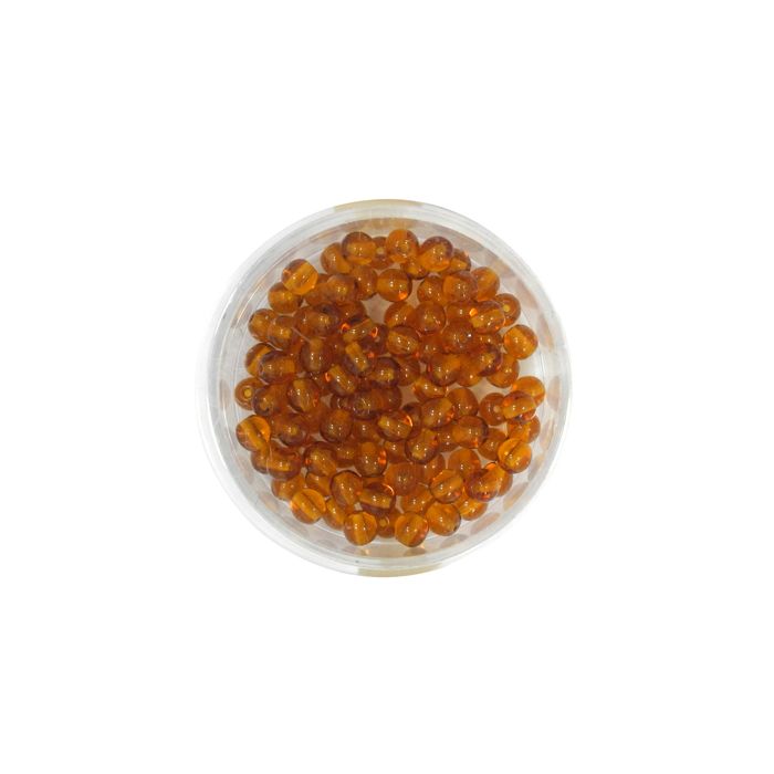 Glasperle rund transp. dkl.braun 4 mm Lochgröße 0,8 mm 100 St 0741-04844 4016490591221  