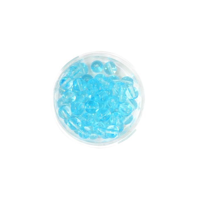 Glasperle rund transp. aqua 6 mm Lochgröße 0,8 mm, Bild 1 von 2