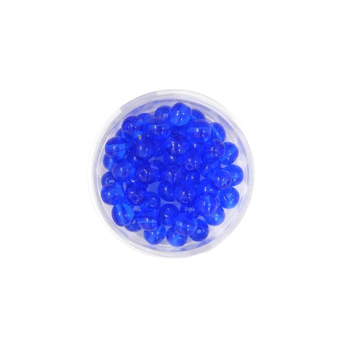 Glasperle rund transparent dkl.blau 6 mm Lochgröße 0,8 mm, Bild 1 von 2