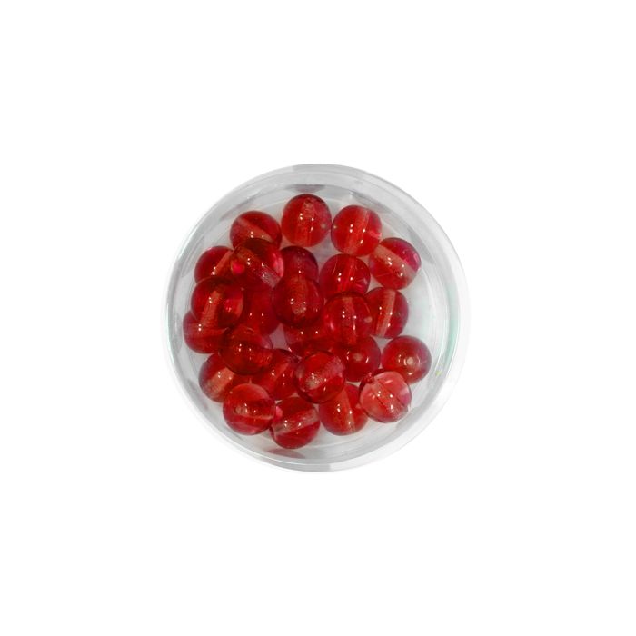 Glasperle rund transp. rot 8 mm Lochgröße 0,8 mm, Bild 1 von 3