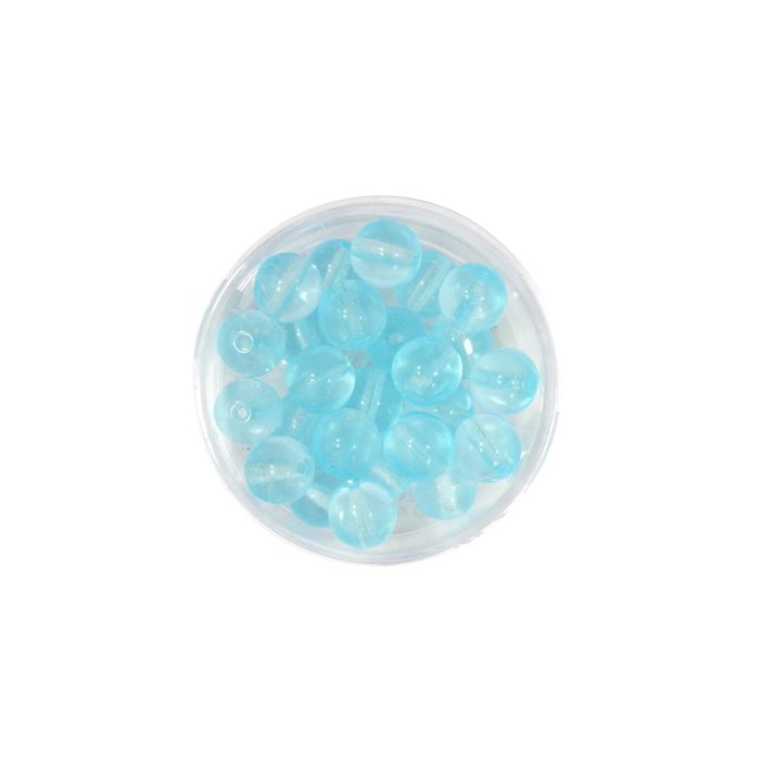Glasperle rund transparent aqua 8 mm Lochgröße 0,8 mm, Bild 1 von 3