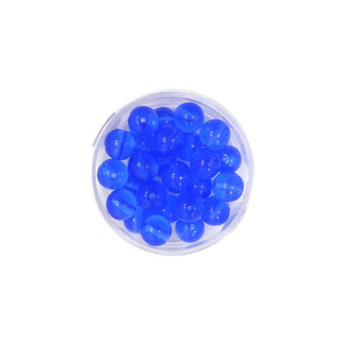 Glasperle rund transparent dkl.blau 8 mm Lochgröße 0,8 mm, Bild 1 von 3