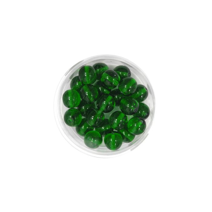 Glasperle rund transp. dkl.grün 8 mm Lochgröße 0,8 mm 25 St 0741-08684 4016490591146  