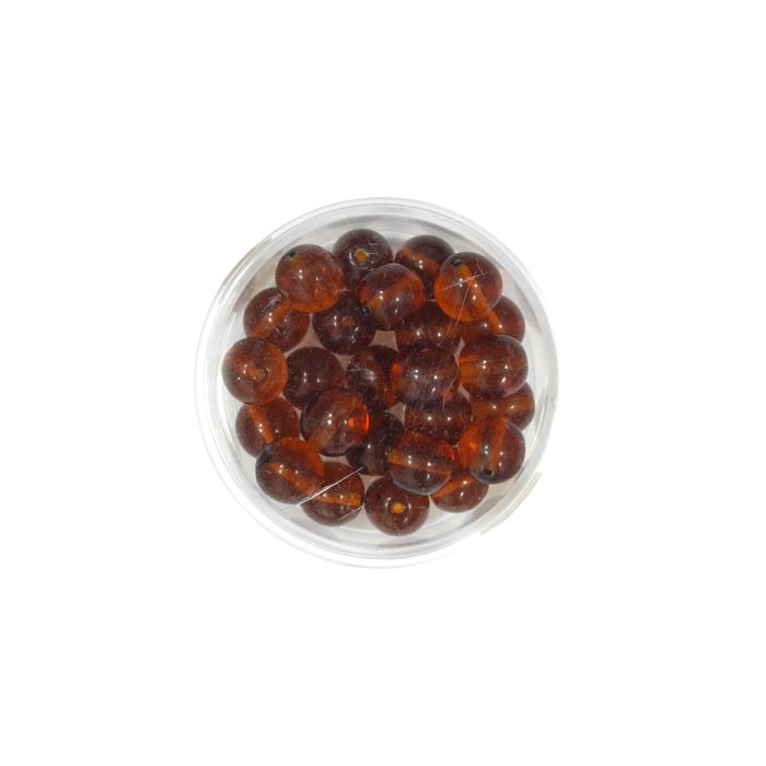 Glasperle rund transp. dkl.braun 8 mm Lochgröße 0,8 mm 25 St 0741-08844 4016490591269  