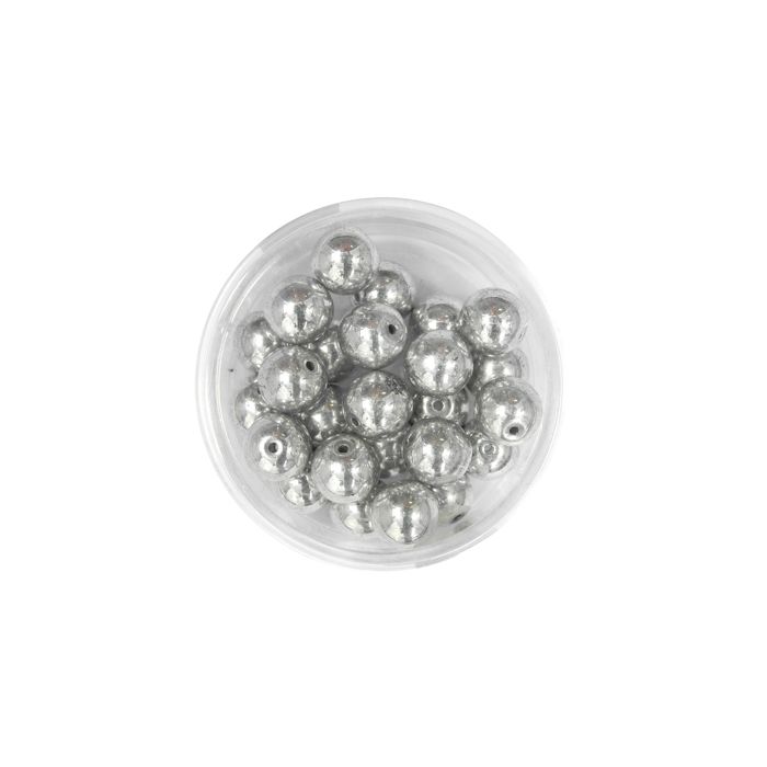 Glasperle rund silberfb. 8 mm Lochgröße 0,8 mm 25 St 0741-08924 4016490730736  