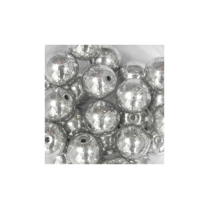 Glasperle rund silberfb. 8 mm Lochgröße 0,8 mm 25 St 0741-08924 4016490730736  