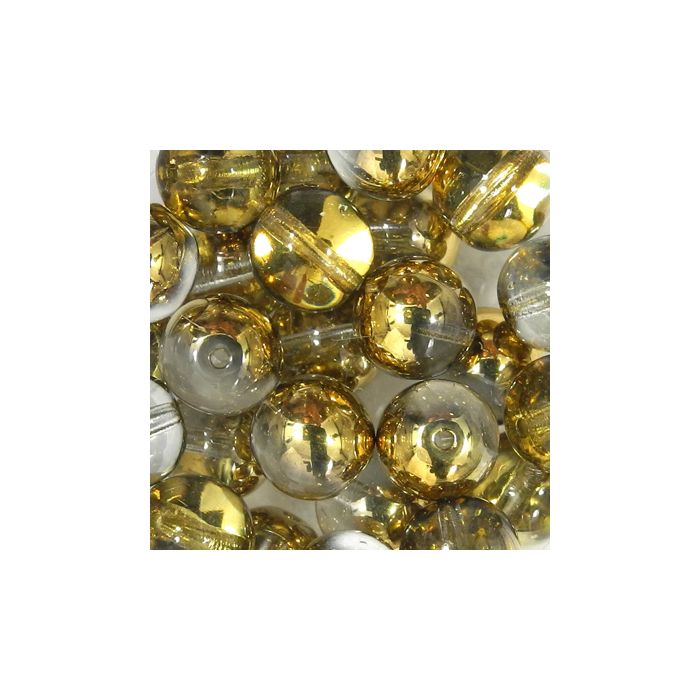 Glasperle rund goldfb.halb bedampft 8 mm Lochgröße 0,8 mm, Bild 2 von 3
