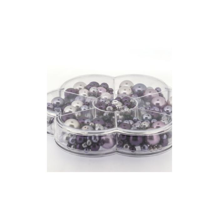 Glaswachsperlen Blumenbox lila ton 1 Box = 150gr 5Boxen 0758-00161 4016490630906  