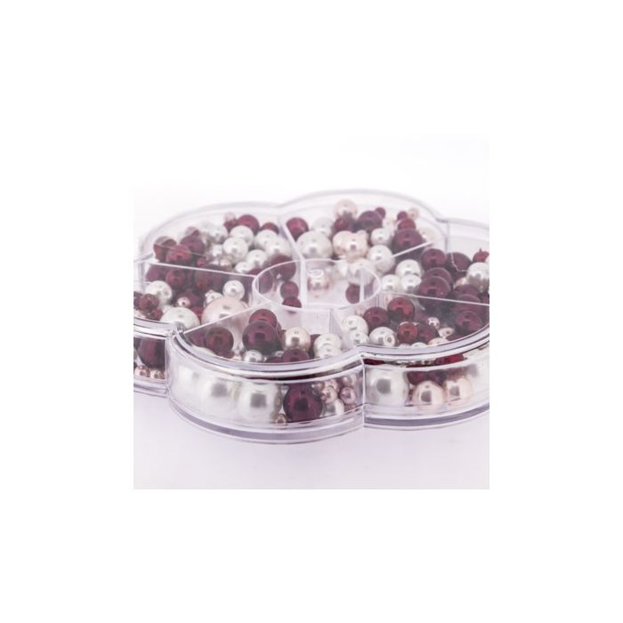 Glaswachsperlen Blumenbox rot ton 1 Box = 150gr, Bild 1 von 2
