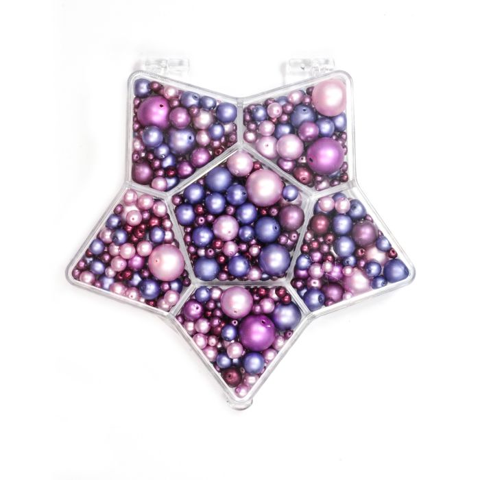 Glaswachsperlen Sternbox pink-ton mix matt 1 Box = ca. 150gr, Bild 1 von 2