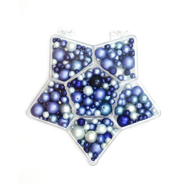 Glaswachsperlen Sternbox blau-hellblau-ton Mix matt 1 Box = ca.150gr 5Boxen 0770-01171 4016490748878  