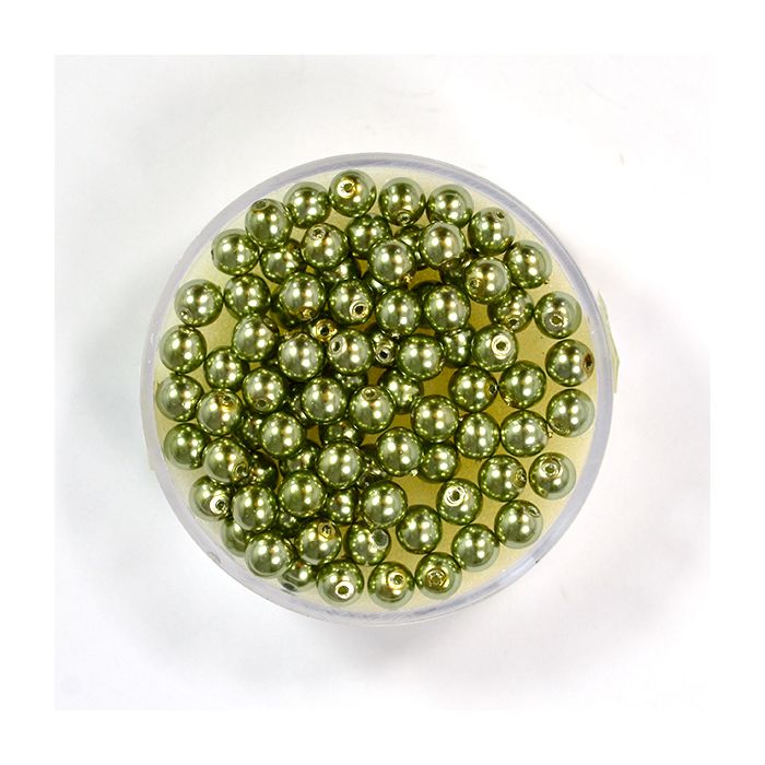 Wachs-Glasperle Top Qualität oliv 4 mm Lochgröße 0,8 mm 85 St 0785-04214 4016490846512  