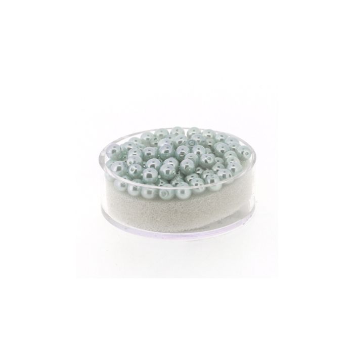 Wachs-Glasperle Top Qualität eisblau 4 mm Lochgröße 0,8 mm, Bild 1 von 3
