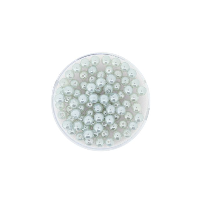 Wachs-Glasperle Top Qualität eisblau 4 mm Lochgröße 0,8 mm, Bild 2 von 3