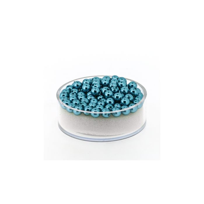 Wachs-Glasperle Top Qualität karibikblau 4 mm Lochgröße 0,8 mm, Bild 1 von 3