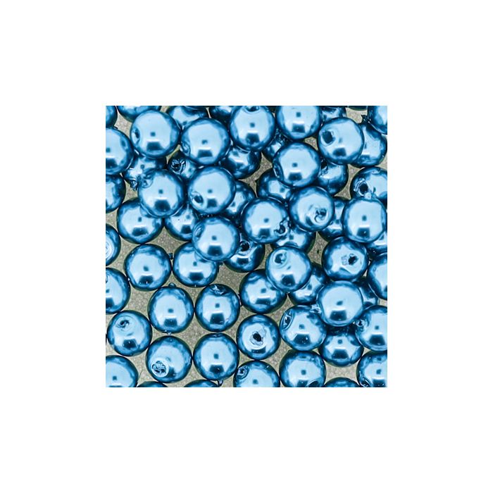 Wachs-Glasperle Top Qualität karibikblau 4 mm Lochgröße 0,8 mm, Bild 3 von 3
