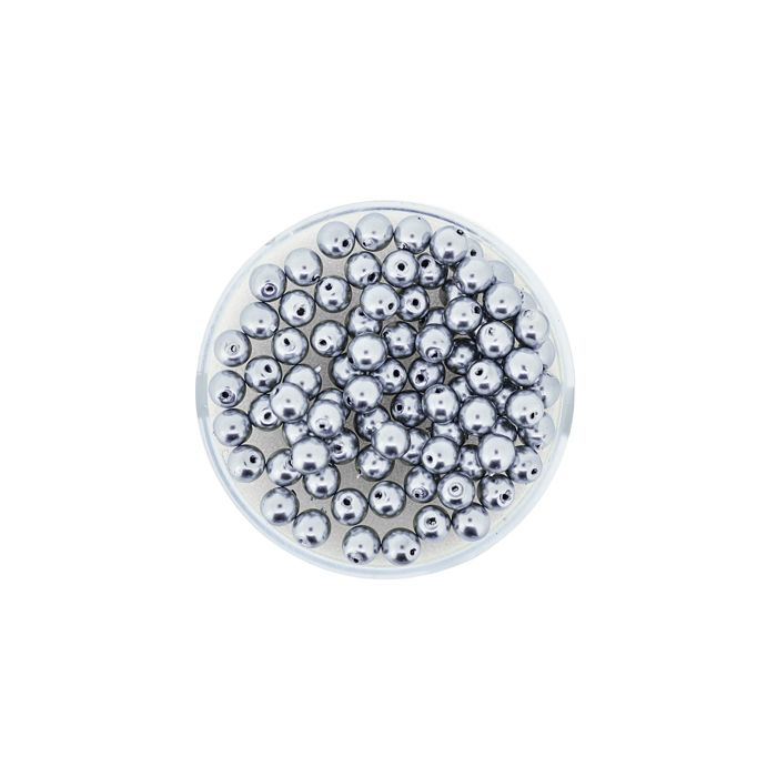 Wachs-Glasperle Top Qualität silbergrau 4 mm Lochgröße 0,8 mm, Bild 2 von 3