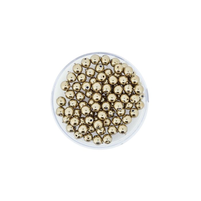 Wachs-Glasperle Top Qualität goldbraun 4 mm Lochgröße 0,8 mm, Bild 2 von 3