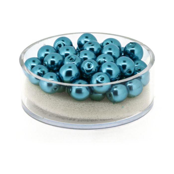 Wachs-Glasperlen 6 mm Karibikblau – Dose 45 Stück, Bild 1 von 3