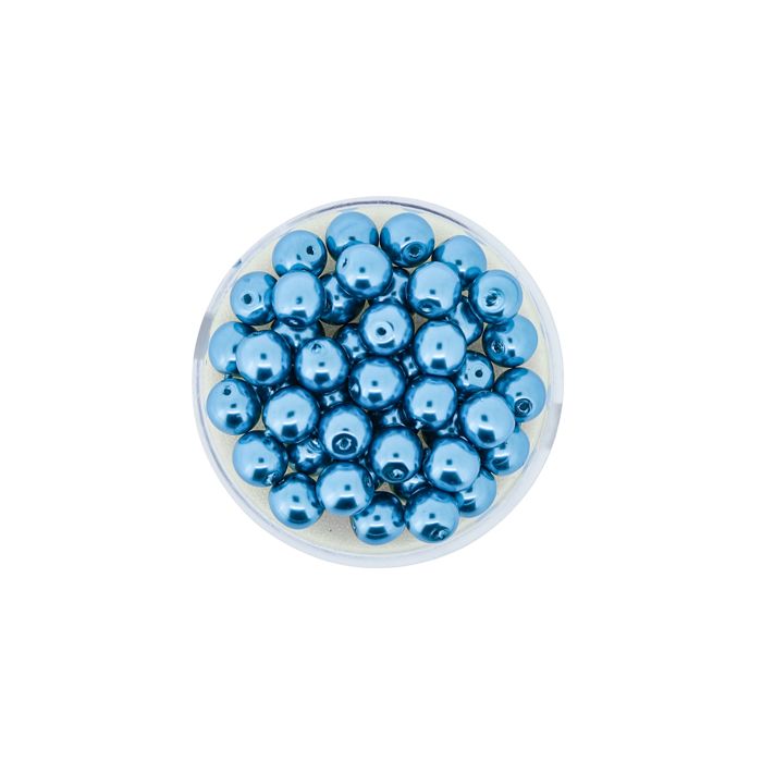 Wachs-Glasperlen 6 mm Karibikblau – Dose 45 Stück, Bild 2 von 3