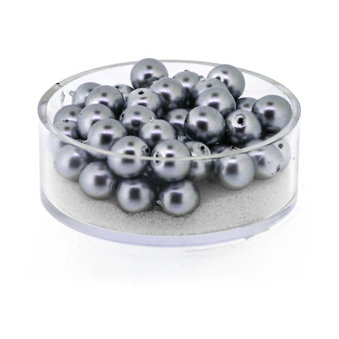 Wachs-Glasperlen 6 mm Silbergrau – Dose 45 Stück, Bild 1 von 3