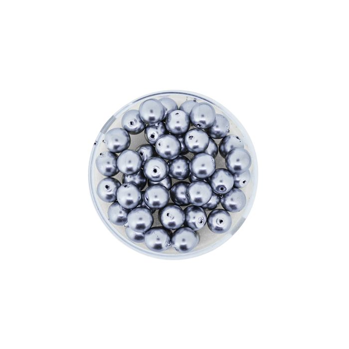 Wachs-Glasperlen 6 mm Silbergrau – Dose 45 Stück, Bild 2 von 3