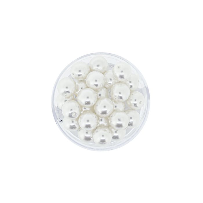 Wachs-Glasperle Top Qualität weiß 8 mm Lochgröße 0,8 mm, Bild 2 von 3