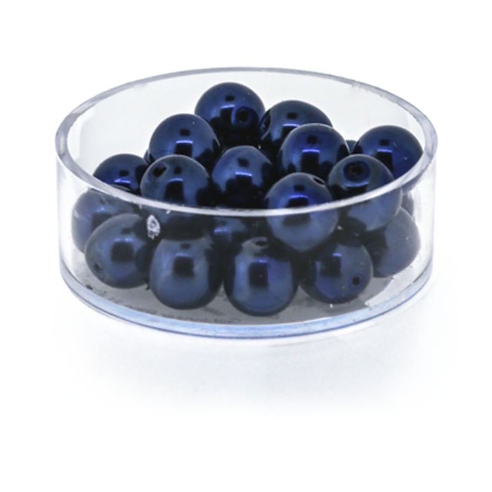 Wachs-Glasperlen 8 mm Dunkelblau – Dose 25 Stück, Bild 1 von 3