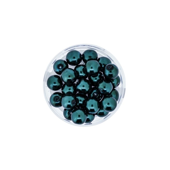 Wachs-Glasperlen 8 mm Tannengrün – Dose 25 Stück, Bild 2 von 3