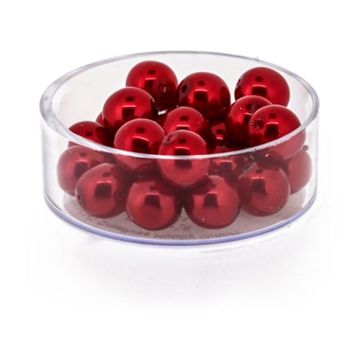 Wachs-Glasperlen 8 mm Hellrot – Dose 25 Stück, Bild 1 von 3