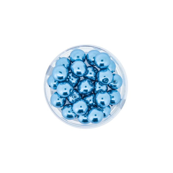 Wachs-Glasperlen 8 mm Karibikblau – Dose 25 Stück, Bild 2 von 3