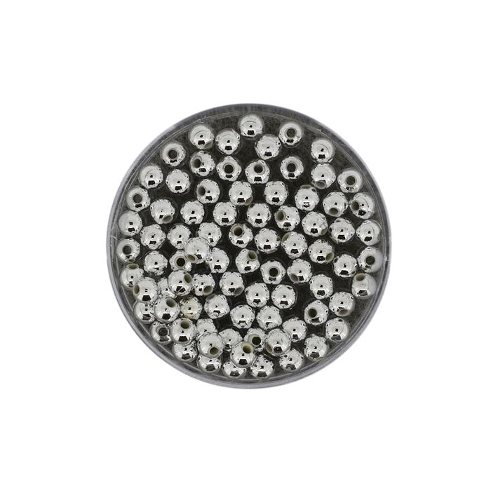 Metallic-Perle silberfb. 4 mm Lochgröße 1 mm