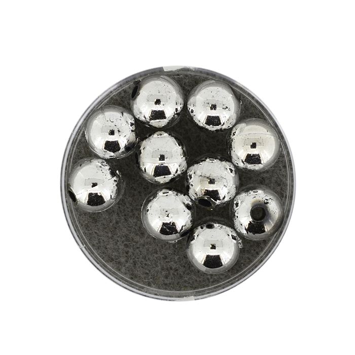 Metallic-Perle silberfb. 10 mm Lochgröße 1,5 mm 10 St 0810-10914 4016490444183  