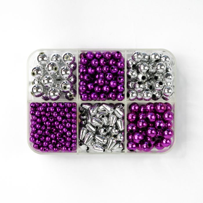 Metallic-Perle lila silberfb. mix 1 Box = ca.62gr 0811-161 4016490455295  