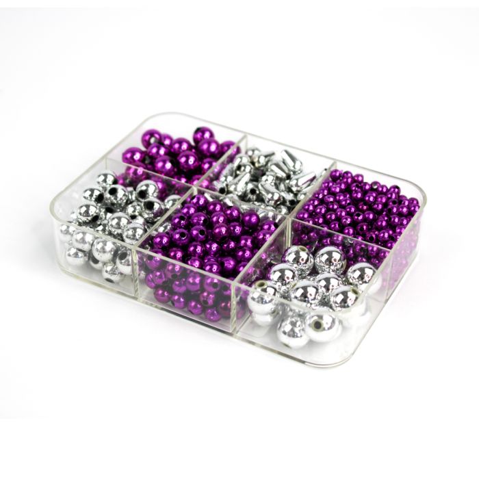 Metallic-Perle lila silberfb. mix 1 Box = ca.62gr 0811-161 4016490455295  