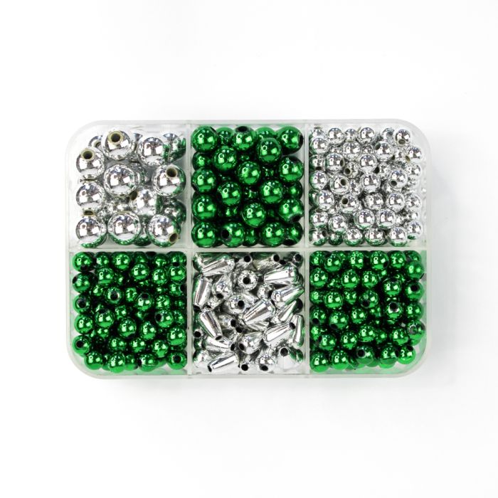 Metallic-Perle grün silberfb. mix 1 Box = ca. 62gr, Bild 1 von 3