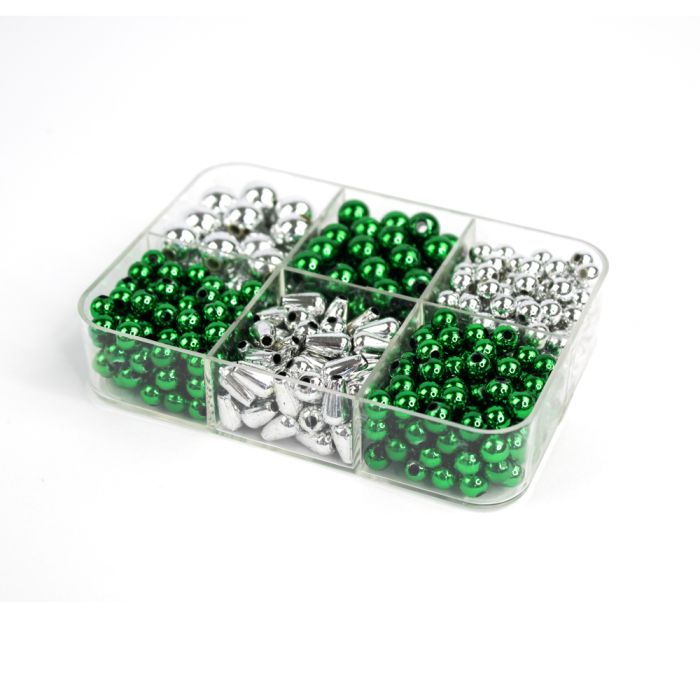 Metallic-Perle grün silberfb. mix 1 Box = ca. 62gr, Bild 2 von 3