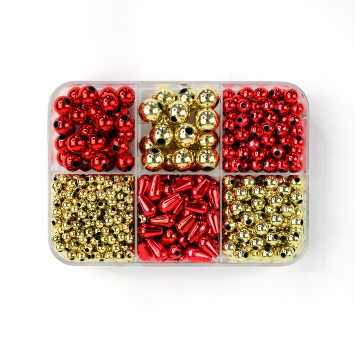 Metallic-Perle rot goldfb. mix 1 Box = ca. 62gr, Bild 1 von 3