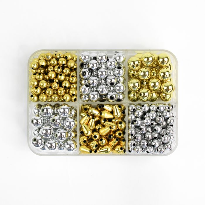 Metallic-Perle goldfb.-silberfb. mix 1 Box = ca. 62gr, Bild 1 von 3